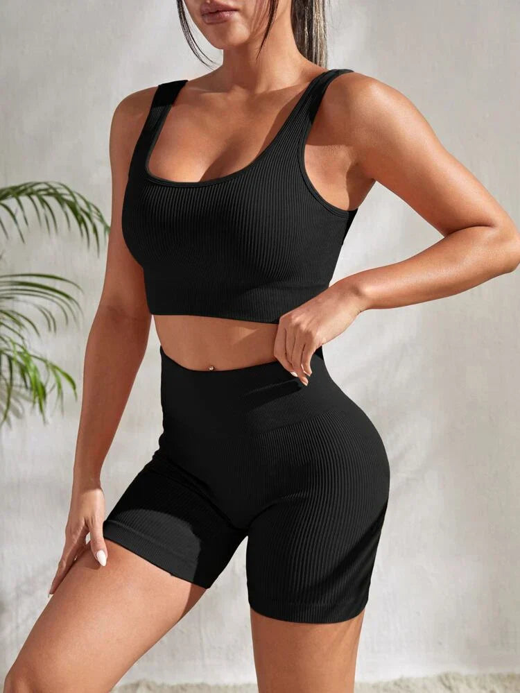 Tweedelige Dames Fitnessset met Shorts en Top - Sienna