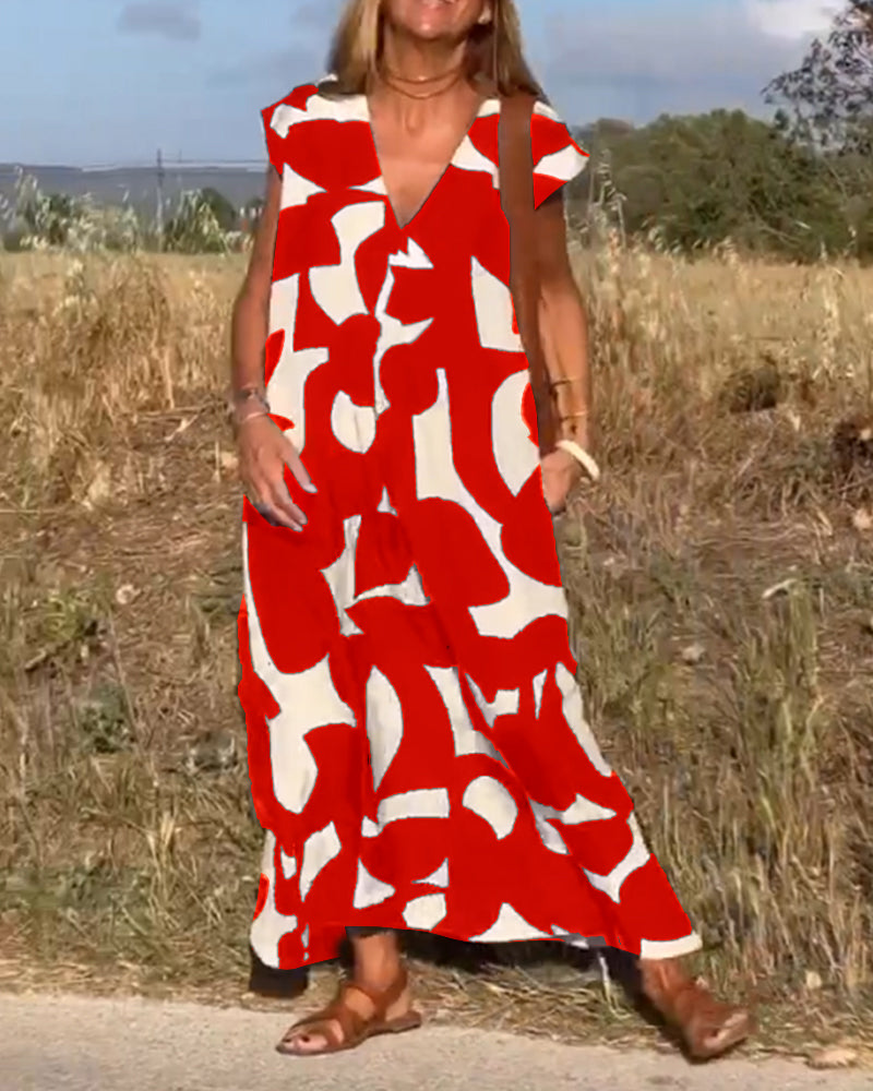 V-Ausschnitt Maxikleid mit Print - Bella