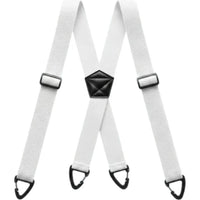 Witte bretels met X-model, zwart kruisstuk, verstelgespen en vier zwarte clips 3