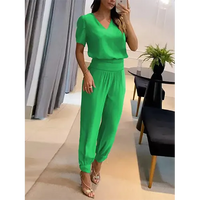 Trendiger Damen-Jumpsuit mit kurzen Ärmeln und weitem Bein - Alina