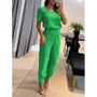 Trendiger Damen-Jumpsuit mit kurzen Ärmeln und weitem Bein - Alina