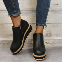 Trendy Dames Enkellaarzen met Ritssluiting en Plateau - Alessia