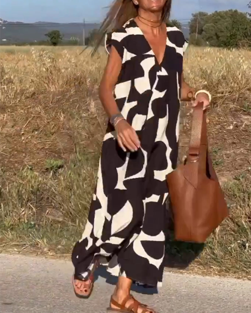 V-Ausschnitt Maxikleid mit Print - Bella