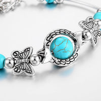 Turquoise Butterfly Beaded Bracelet | With Very Detailed Charms