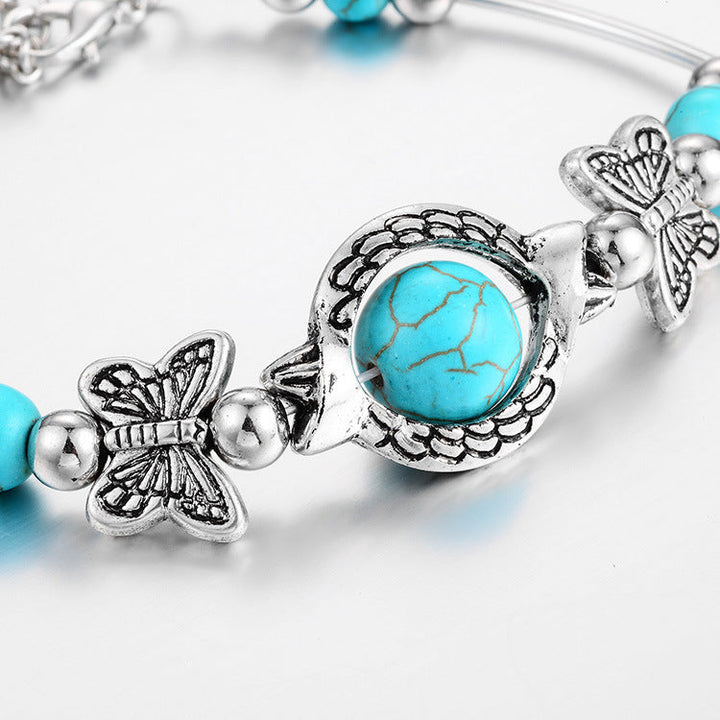 Turquoise Butterfly Beaded Bracelet | With Very Detailed Charms