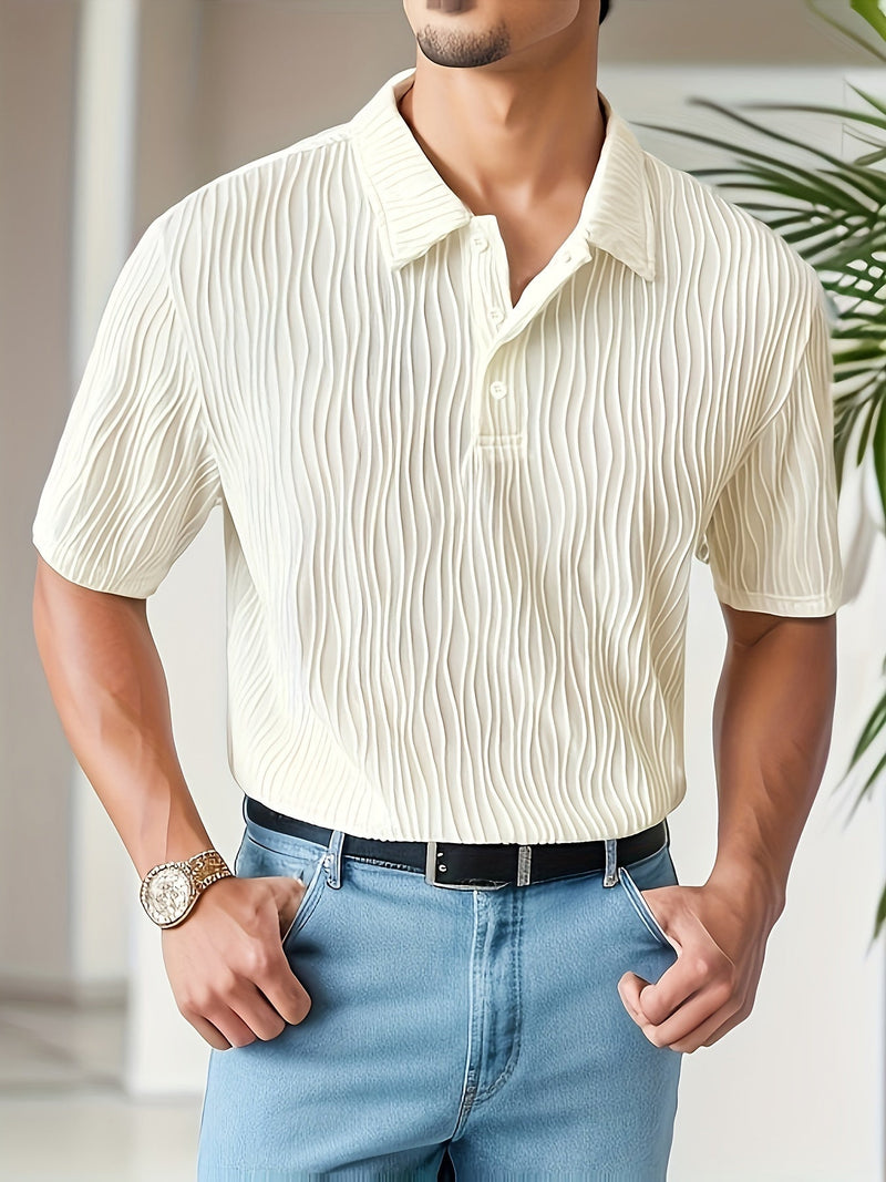 White Casual Striped Golf Shirt - Elias