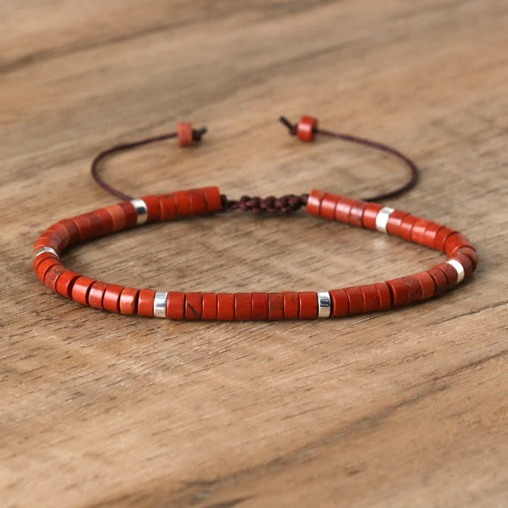 Gevlochten Armband met 2,4 mm Natuurlijke Steen Rollers - Seraphina