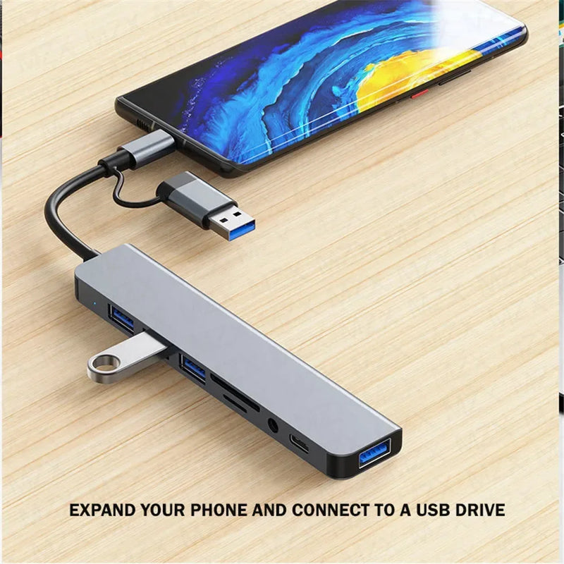 8-in-1 USB-C Hub with SD, Audio, USB Ports – Buy 1, Get 1 FREE-State of Style