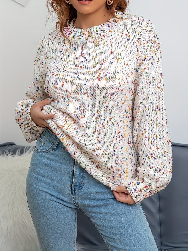 Knitted Women's Sweater With Confetti Print – Noa
