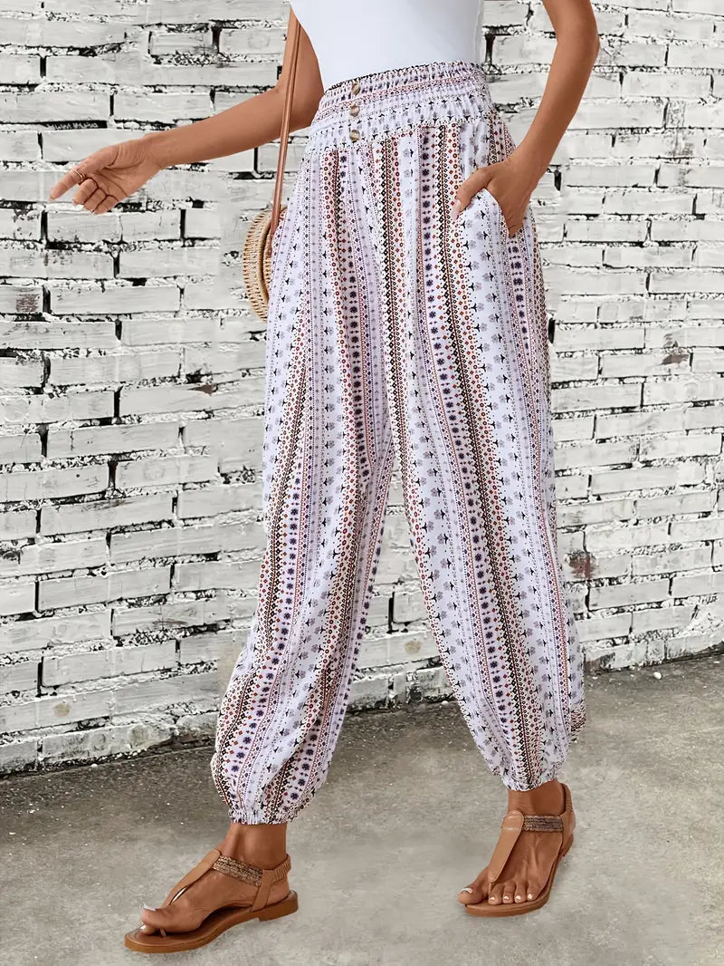 Boho-Chique Dames Broek met Grafische Print – Solara