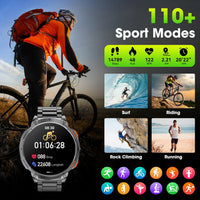 Militaire Smartwatch voor Mannen met 1,85" HD Scherm en Fakkel