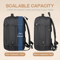 40L Uitbreidbare Waterdichte Reisrugzak met USB-poort & 17” Laptopvak – AirVoyage