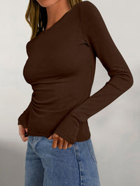 Damen-Top mit langen Ärmeln und Rundhalsausschnitt für Herbst & Winter – Vivienne