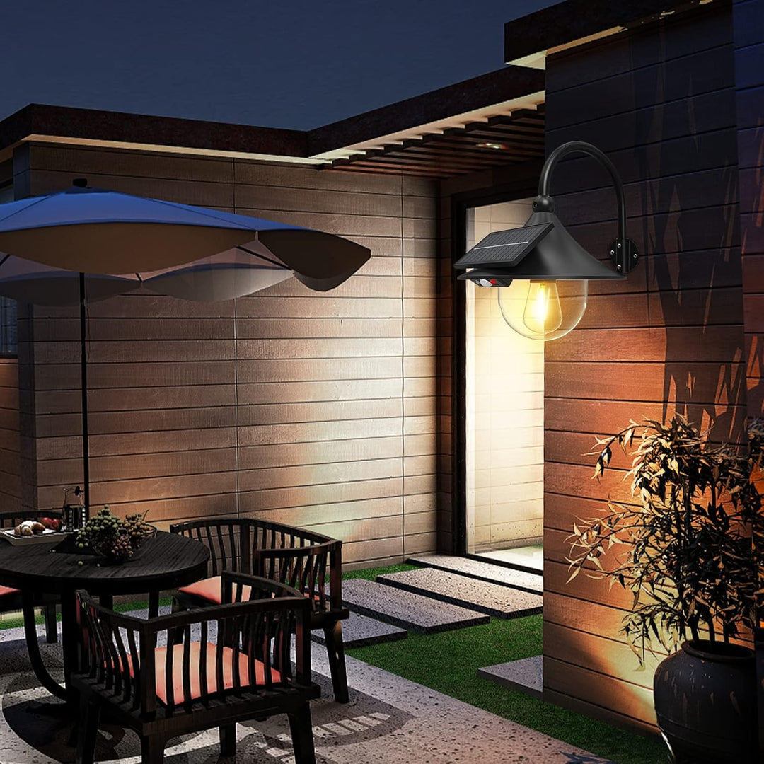 Solar Motion Barn Wall Lights with 3 Modes &amp; Gooseneck Design (2 Pack) – Halden 