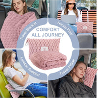 Foldable Flannel Travel Blanket with Pillow Pocket and Luggage Slot – Trevora 