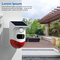 Solarbetriebenes Bewegungsmelder-Alarmgerät mit 120-dB-Sirene und LED-Stroboskop – Feronix