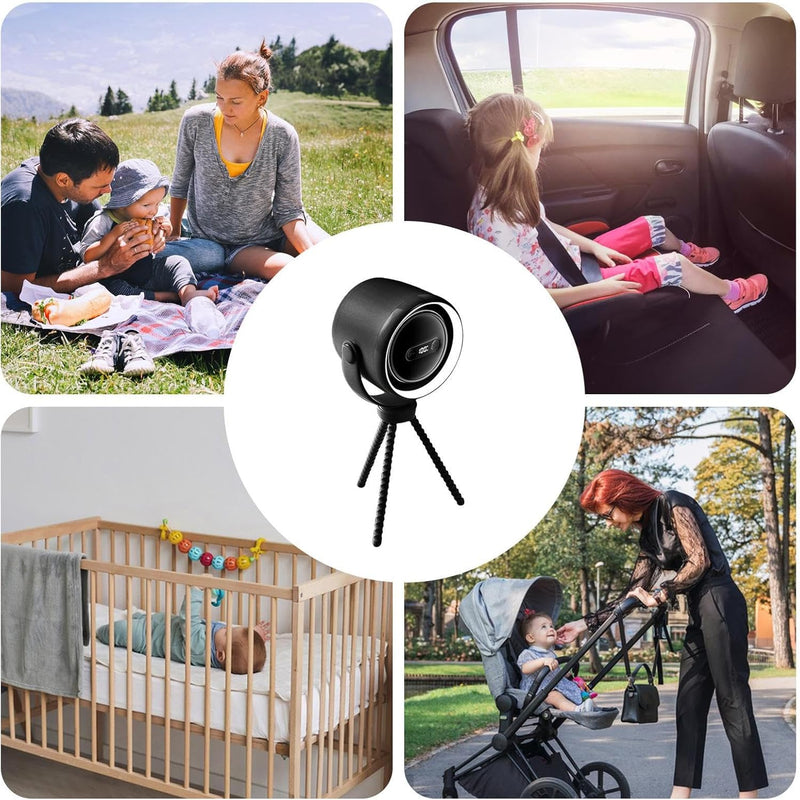 Rechargeable Stroller Fan with Clamp Mount and Night Light – 100 Speeds