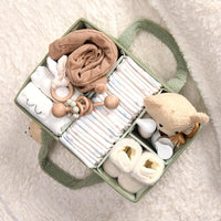 Baby Diaper Bag Caddy Organizer – Soft Sherpa Storage Basket with Compartments – Elvoria 
