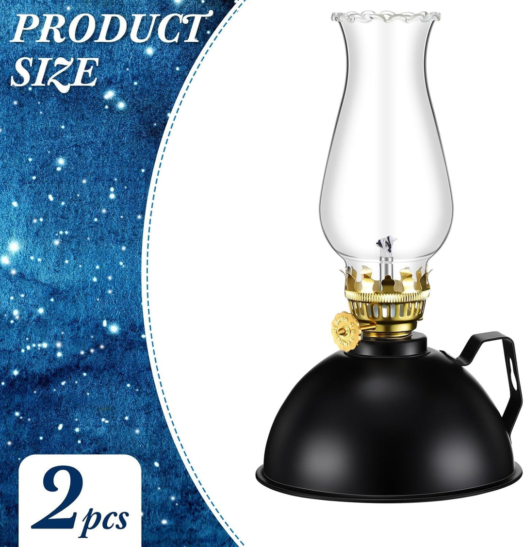 Vintage-Stijl Glazen en Metalen Olielampen Set van 2 – Ardin
