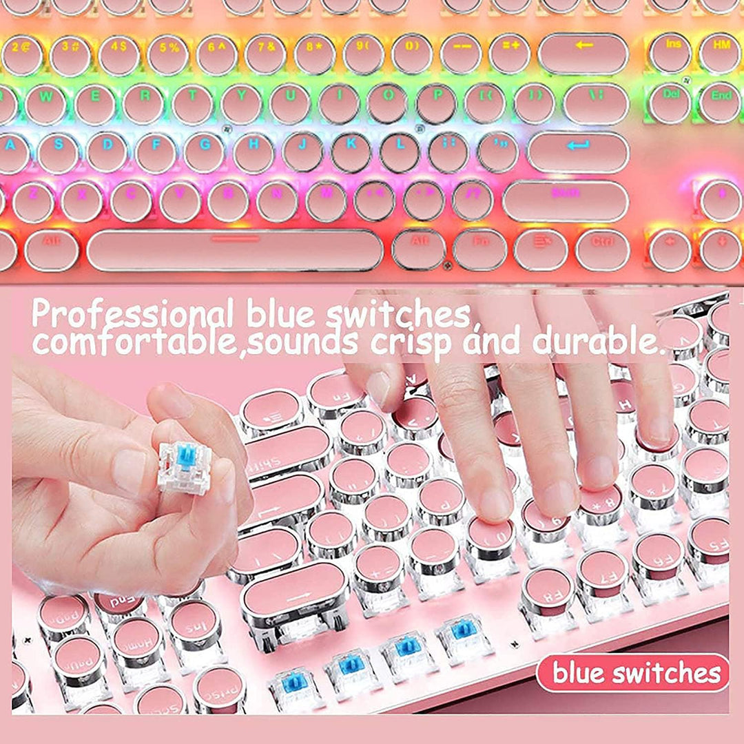 Mechanisch 87-toetsen gamingtoetsenbord met RGB-achtergrondverlichting en blauwe schakelaars