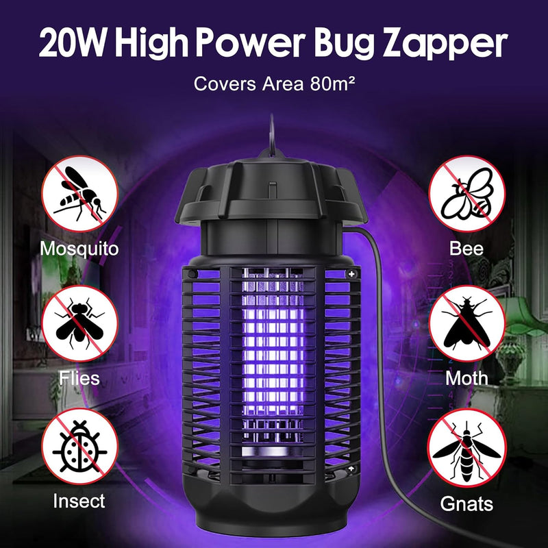 Electric Fly Killer with 20W UV Light and 4200V Grille, IPX4 Waterproof – Zeytra