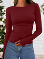 Damen-Top mit langen Ärmeln und Rundhalsausschnitt für Herbst & Winter – Vivienne