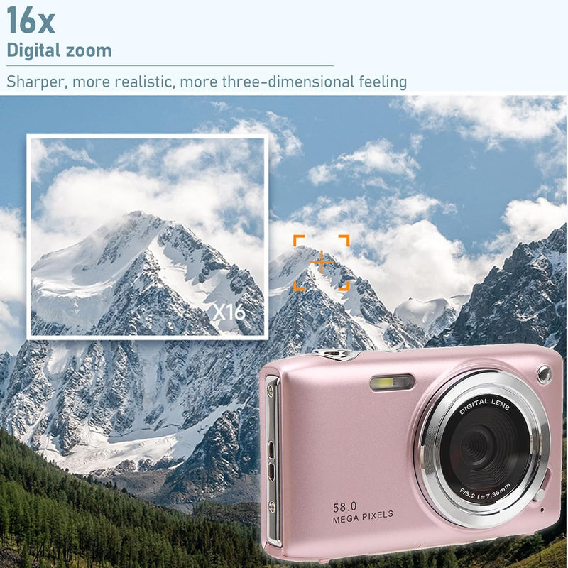 4K Compact Digitale Camera met 58MP Foto's en 16X Zoom – Lumora