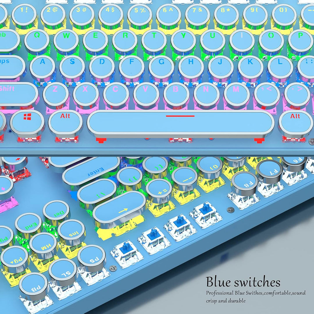 Mechanisch 87-toetsen gamingtoetsenbord met RGB-achtergrondverlichting en blauwe schakelaars