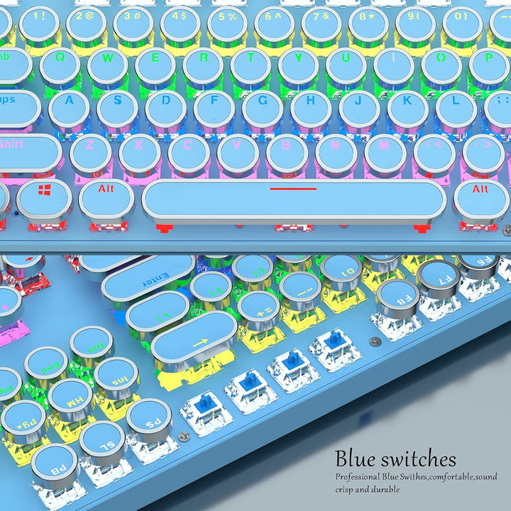 Mechanisch 87-toetsen gamingtoetsenbord met RGB-achtergrondverlichting en blauwe schakelaars