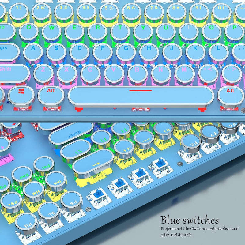 Mechanisch 87-toetsen gamingtoetsenbord met RGB-achtergrondverlichting en blauwe schakelaars