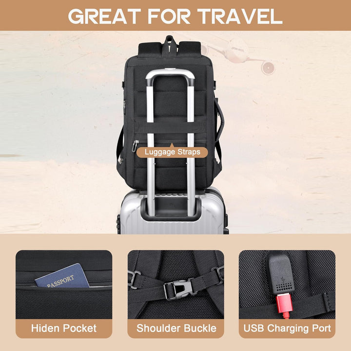 40L Uitbreidbare Waterdichte Reisrugzak met USB-poort & 17” Laptopvak – AirVoyage