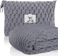 Foldable Flannel Travel Blanket with Pillow Pocket and Luggage Slot – Trevora 