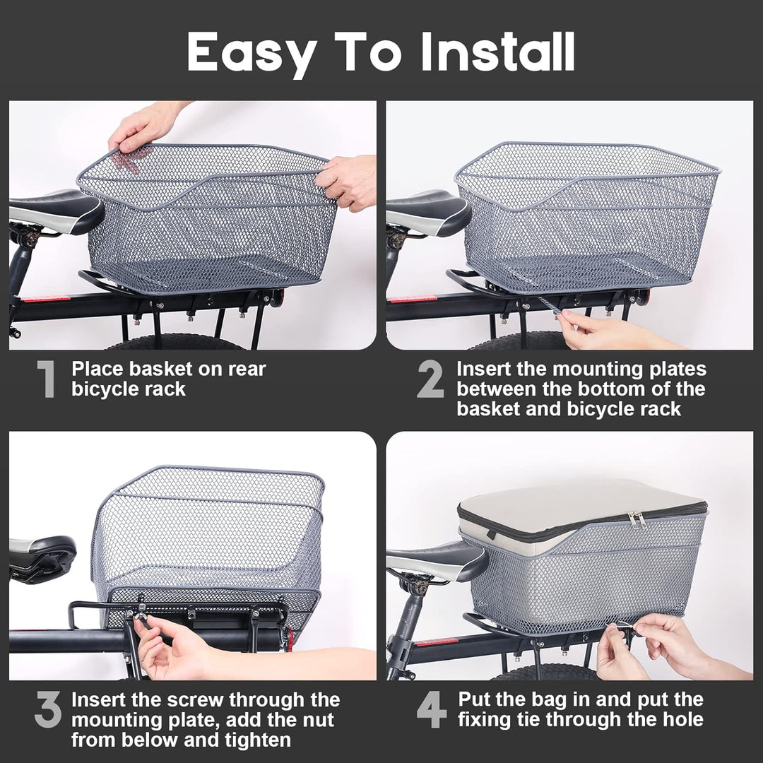 Waterproof Rear Bicycle Basket with Rain Cover – Velora 