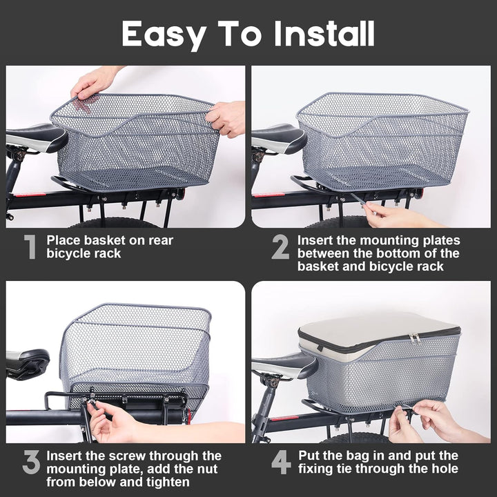 Waterproof Rear Bicycle Basket with Rain Cover – Velora 