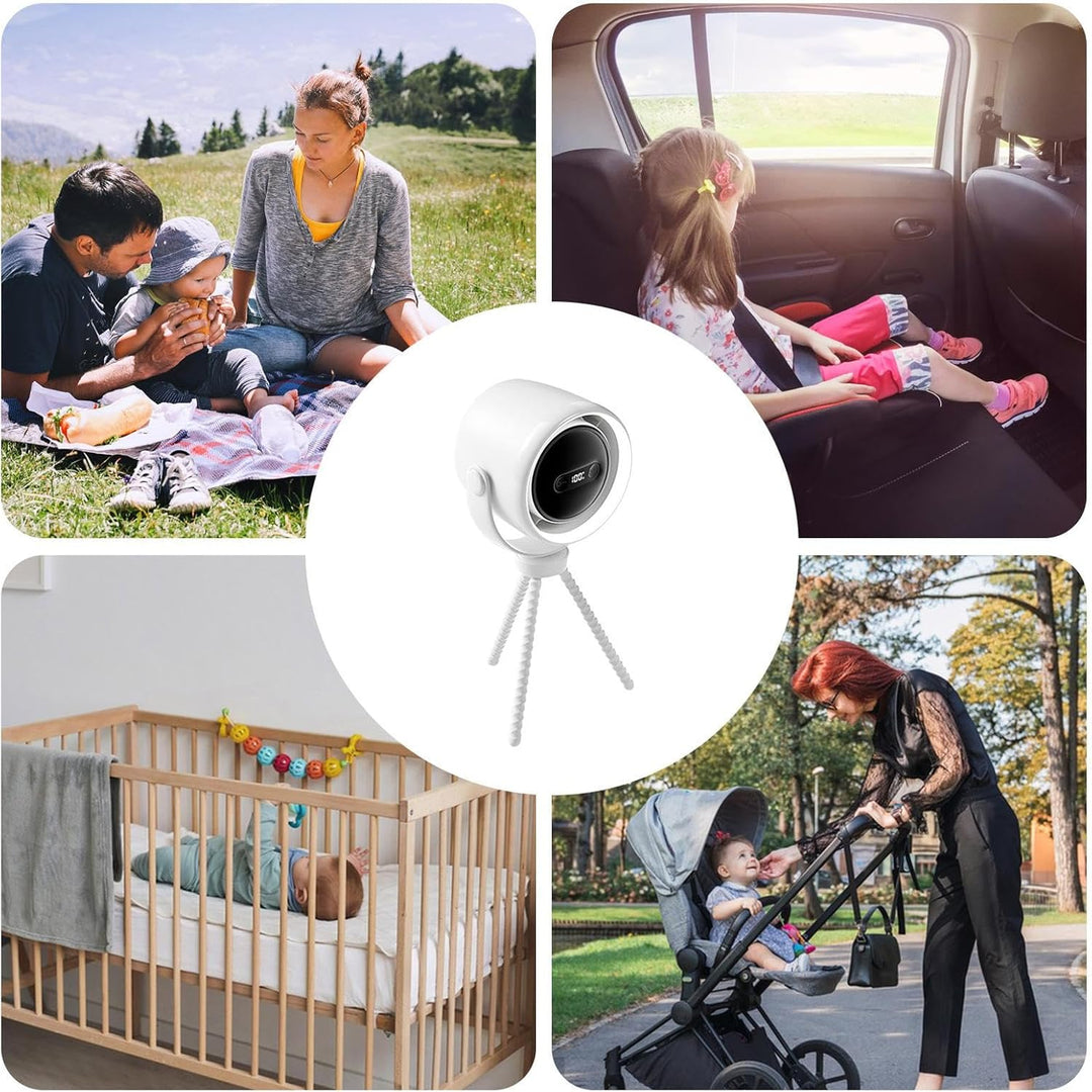 Rechargeable Stroller Fan with Clamp Mount and Night Light – 100 Speeds