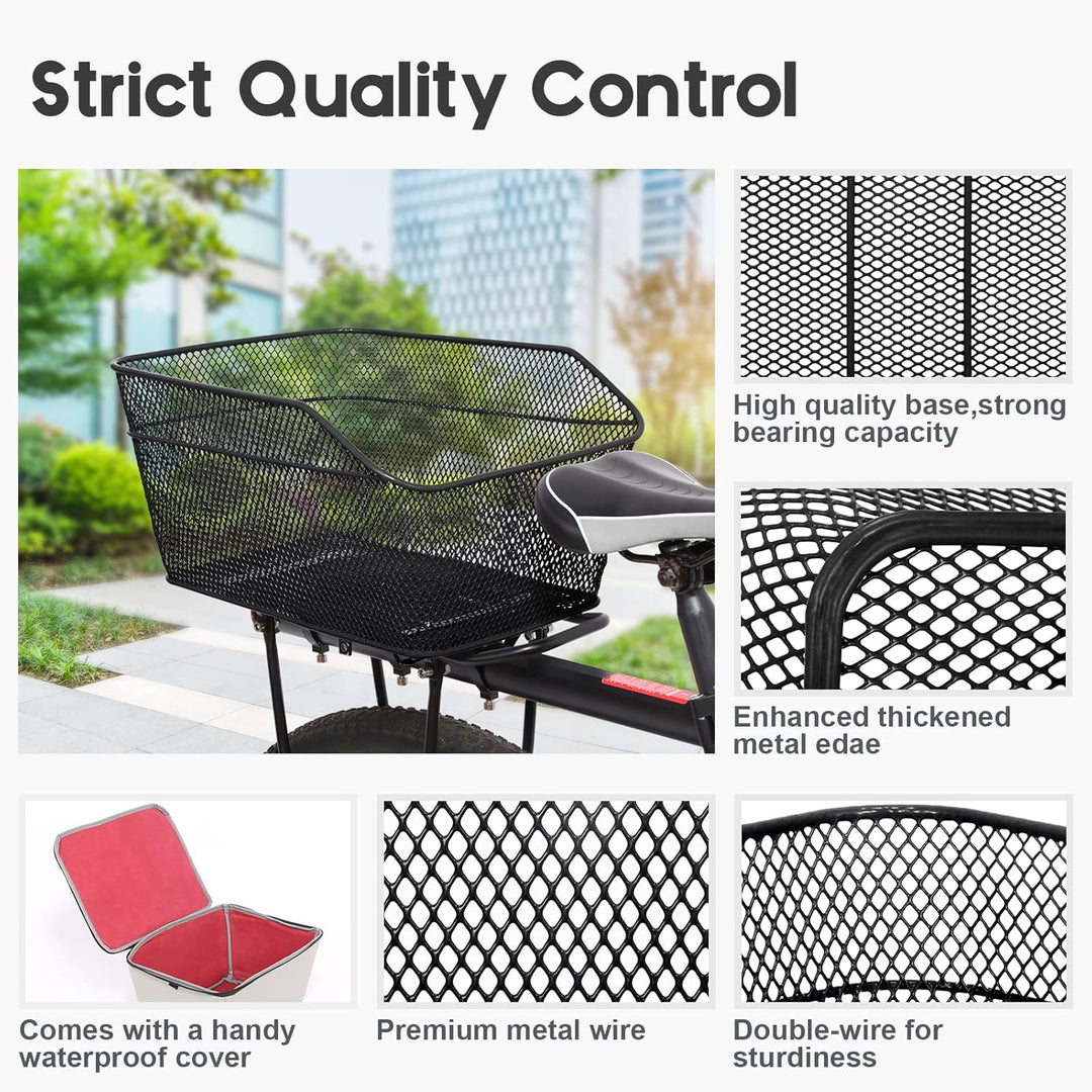 Waterproof Rear Bicycle Basket with Rain Cover – Velora 