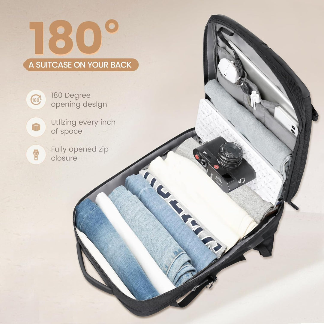 40L Uitbreidbare Waterdichte Reisrugzak met USB-poort & 17” Laptopvak – AirVoyage