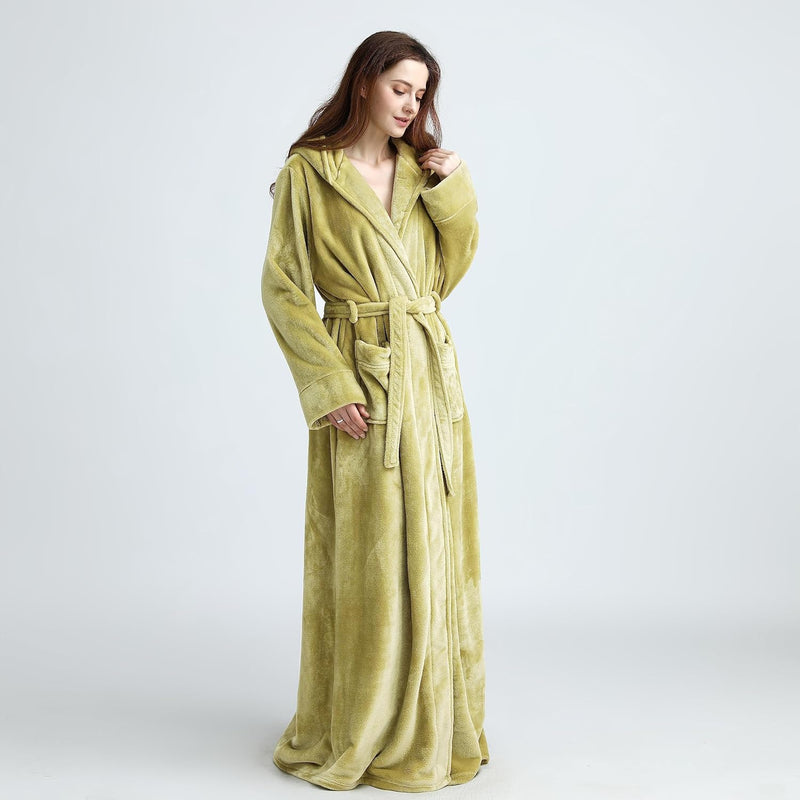 Fluffy Fleece Bathrobe with Hood - CozyFluff