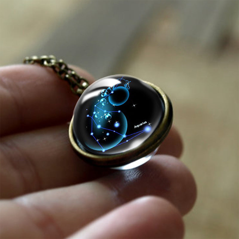 Glass 12 Zodiac Sign Protective Pendant - Sofia