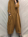 Oversized Baumwoll-Leinen-Jumpsuit mit langen Ärmeln – Amara