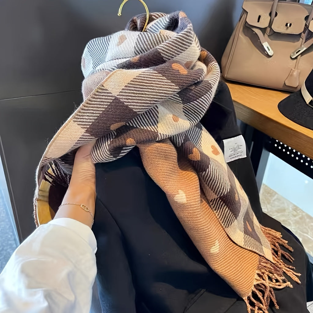 Geruite Dames sjaal van polyester voor de herfst & winter – Aurelie