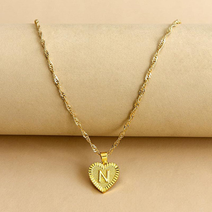Goldene Initial Herz Anhänger Kette - Amara