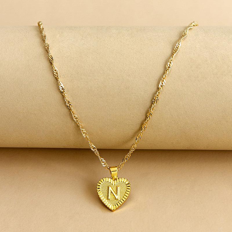 Goldene Initial Herz Anhänger Kette - Amara