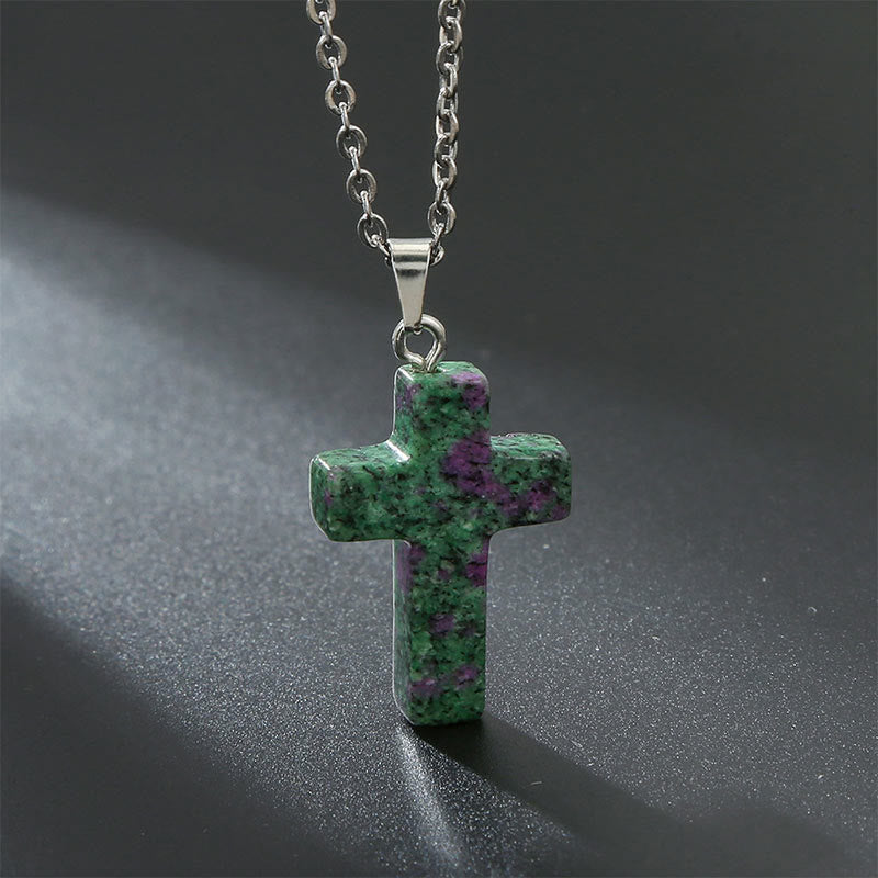 Halskette mit Kreuz aus Natürlichen Edelsteinen - Seraphina