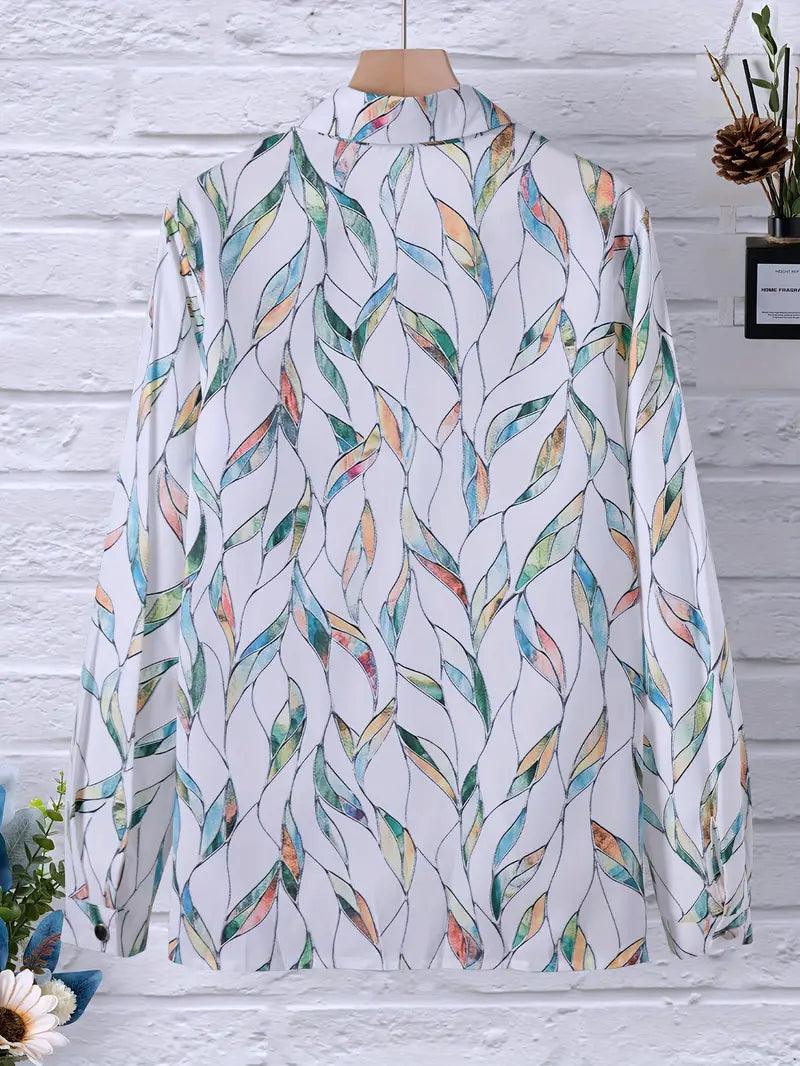 Trendy women's blouse with abstract pattern and button closure - Marlene