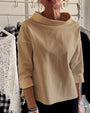 Damen Bluse mit Stehkragen und 3/4-Ärmeln – Mireille
