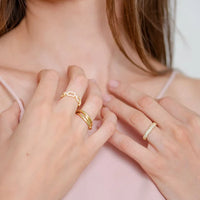 Goldener Glieder Ring mit Zirkonia - Marina
