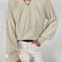 Damen Zopfpullover mit Laternenärmeln – Sanna