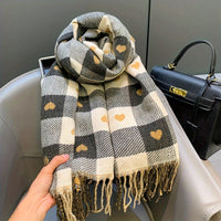 Geruite Dames sjaal van polyester voor de herfst & winter – Aurelie