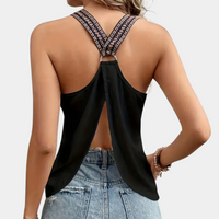 Schwarzes Modisches V-Ausschnitt Top für Damen - Noa